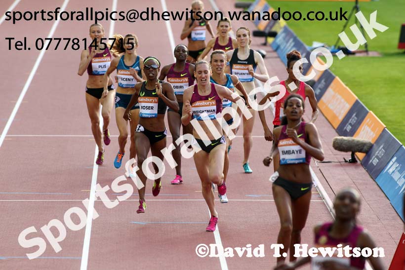 Laura Weightman (Morpeth) finishing 4th in the 1500 metres at the Glasgow Diamond League. Photo: David T. Hewitson/Sports for All Pics